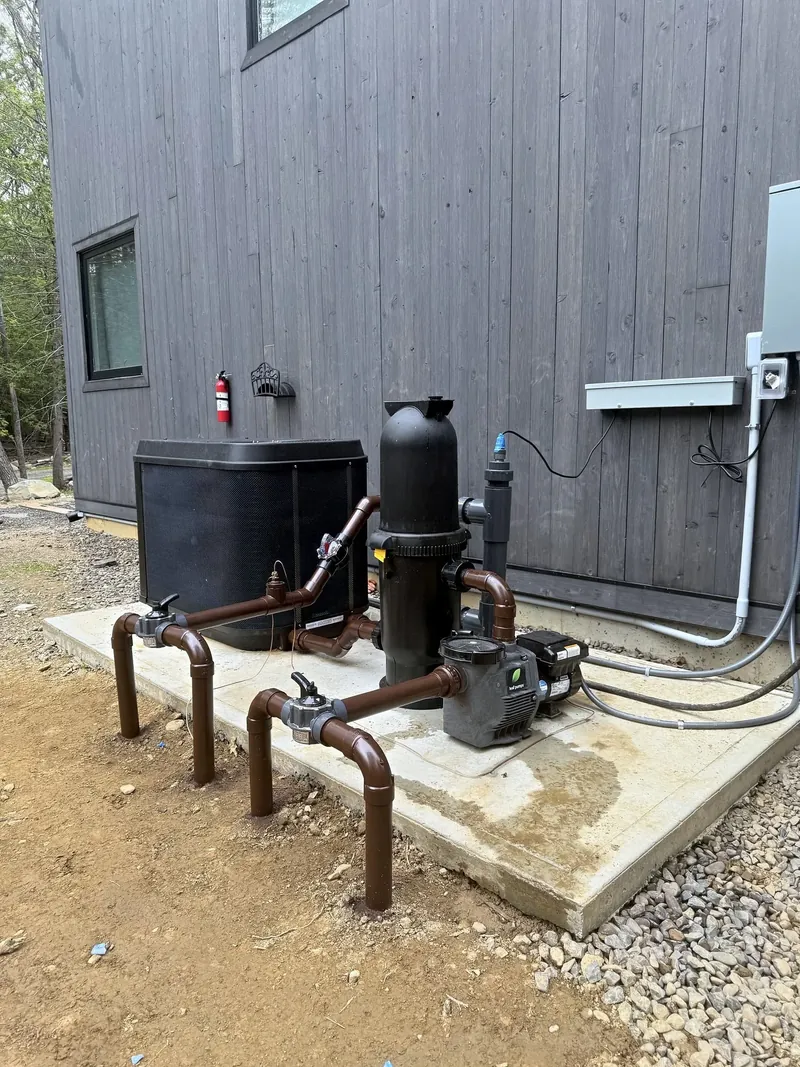 Finished equipment pad – heat pump, cartridge filter and variable-speed pump